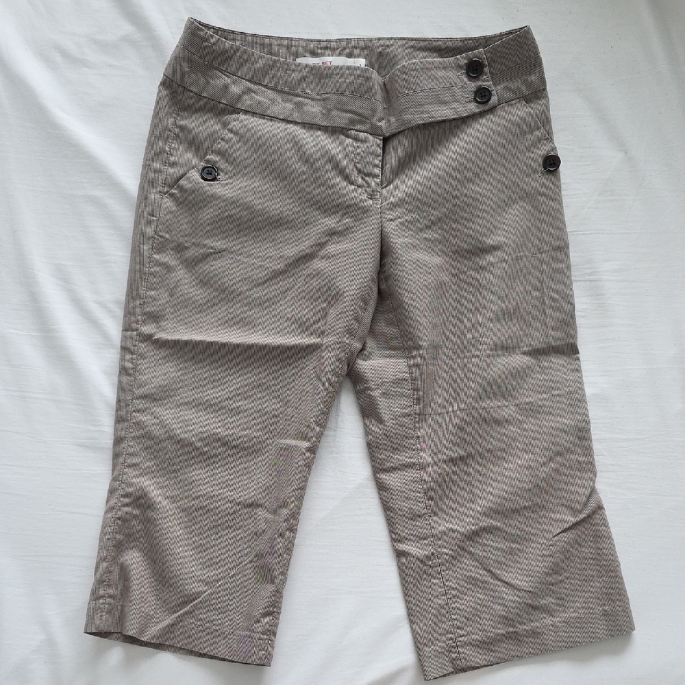 Smart Set Taupe Striped Cropped Pants